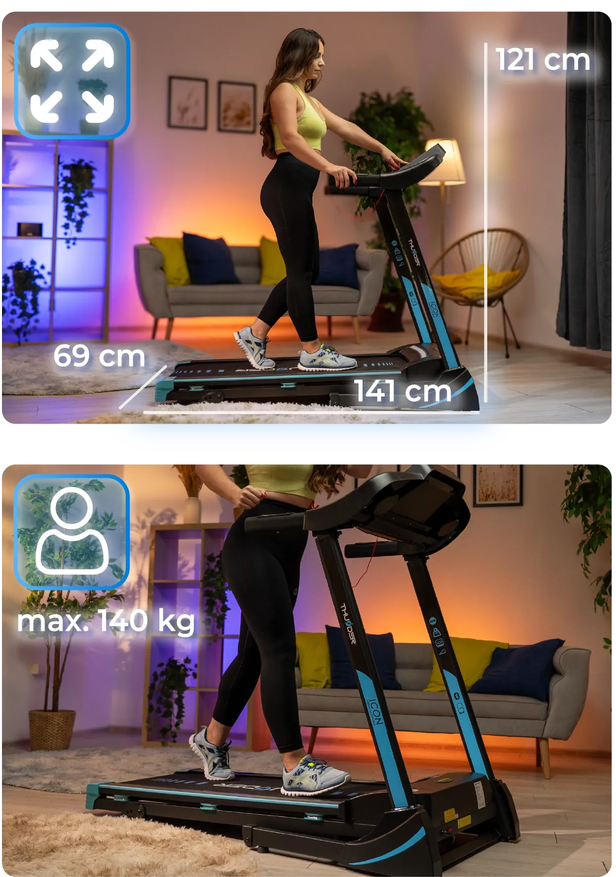 Vista lateral de la cinta