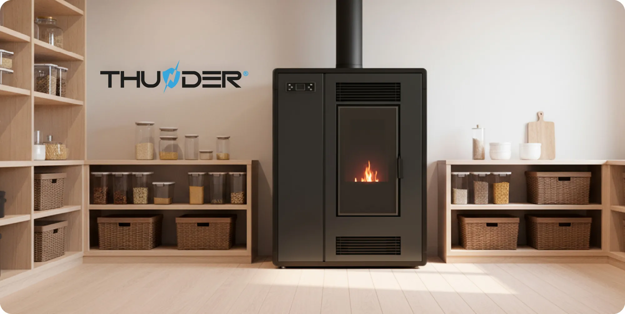 Piec na pellet wolnostojący 12kW – THUNDER ARIA-BLACK