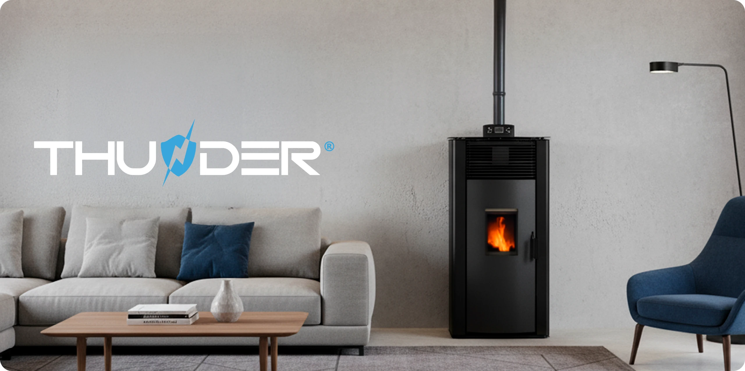 Piec na pellet wolnostojący 12kW – THUNDER ARIA-BLACK