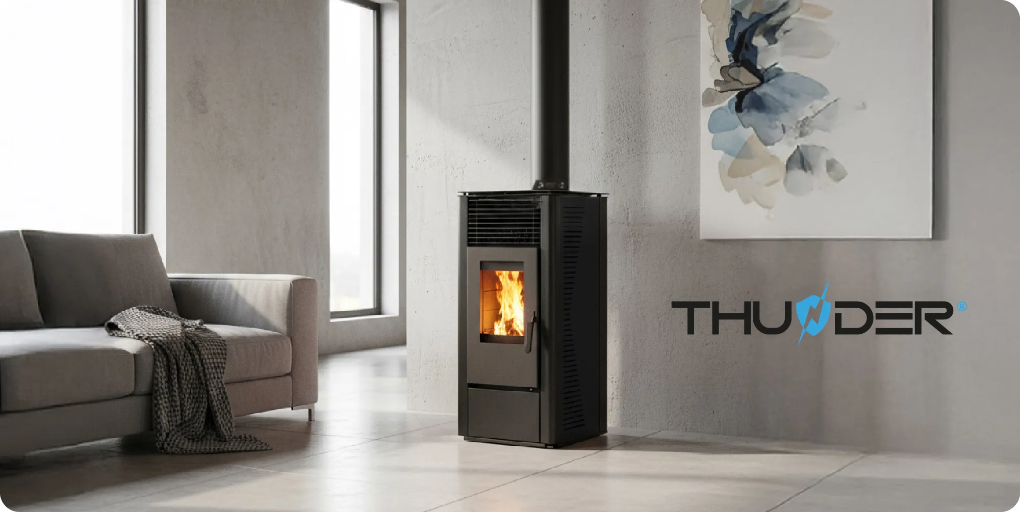 Piec na pellet wolnostojący 12kW – THUNDER ARIA-BLACK