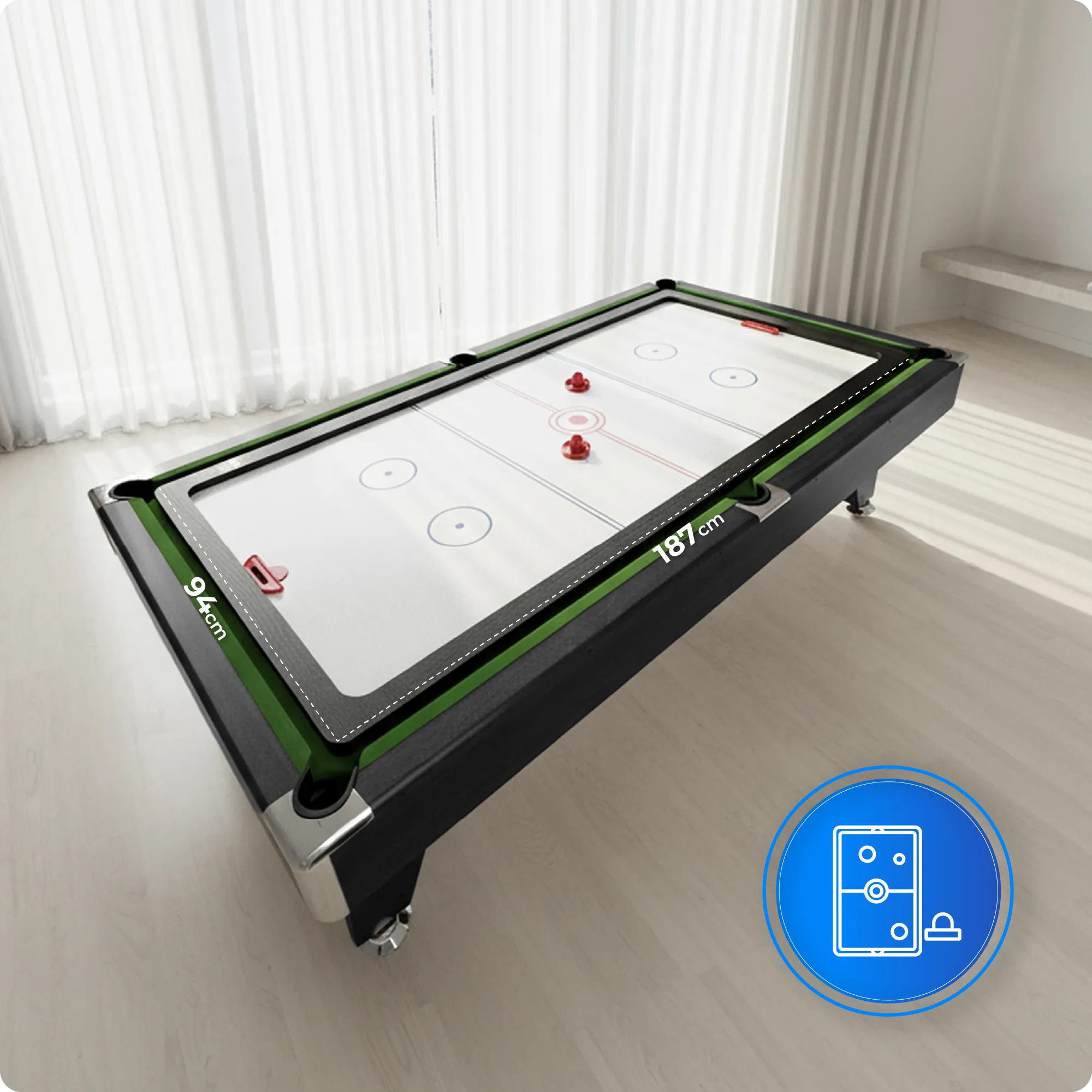 Dimensiones de la cubierta para hockey de mesa BOLD-BLACK-7FT