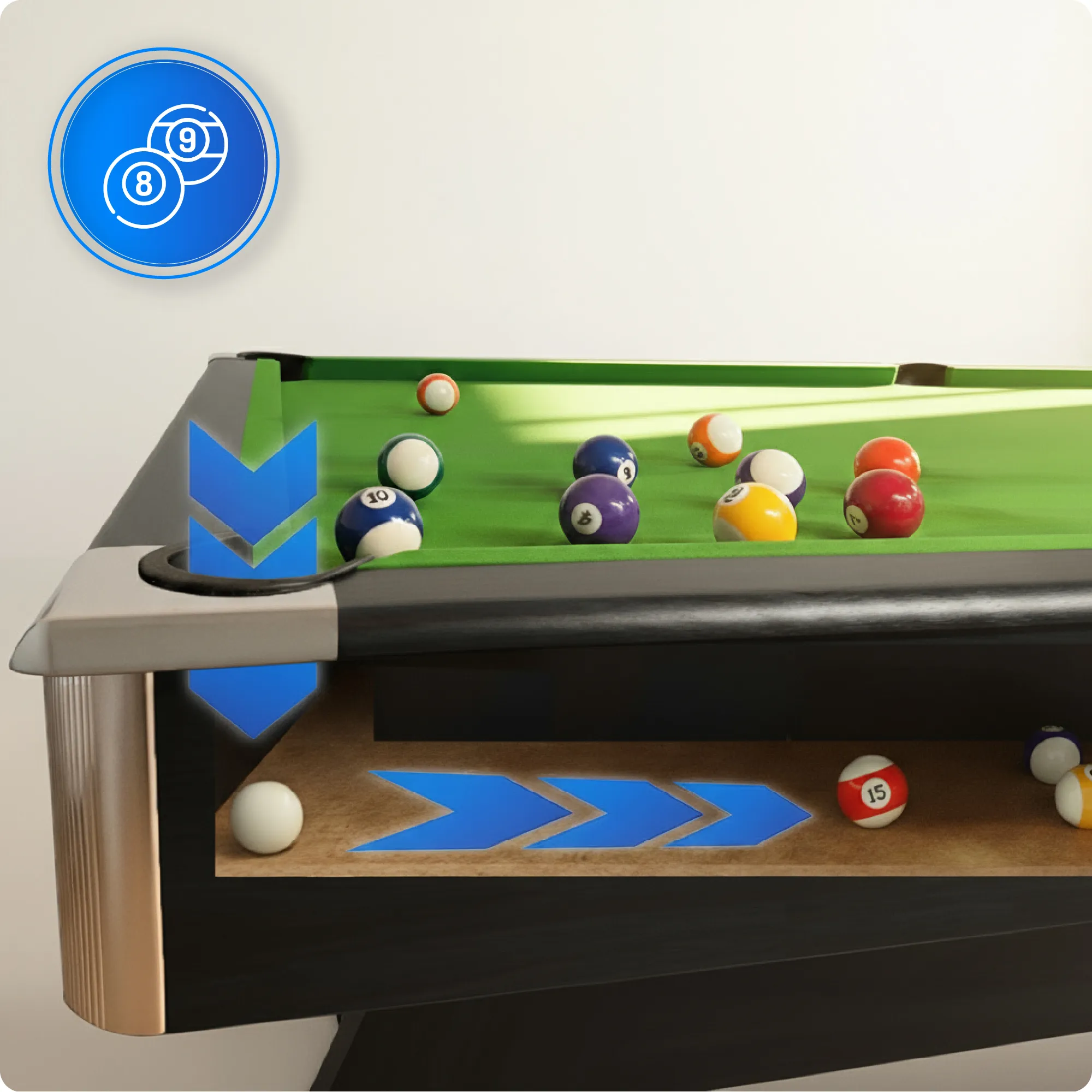 Conjunto de mesa de billar BOLD-BLACK-8FT