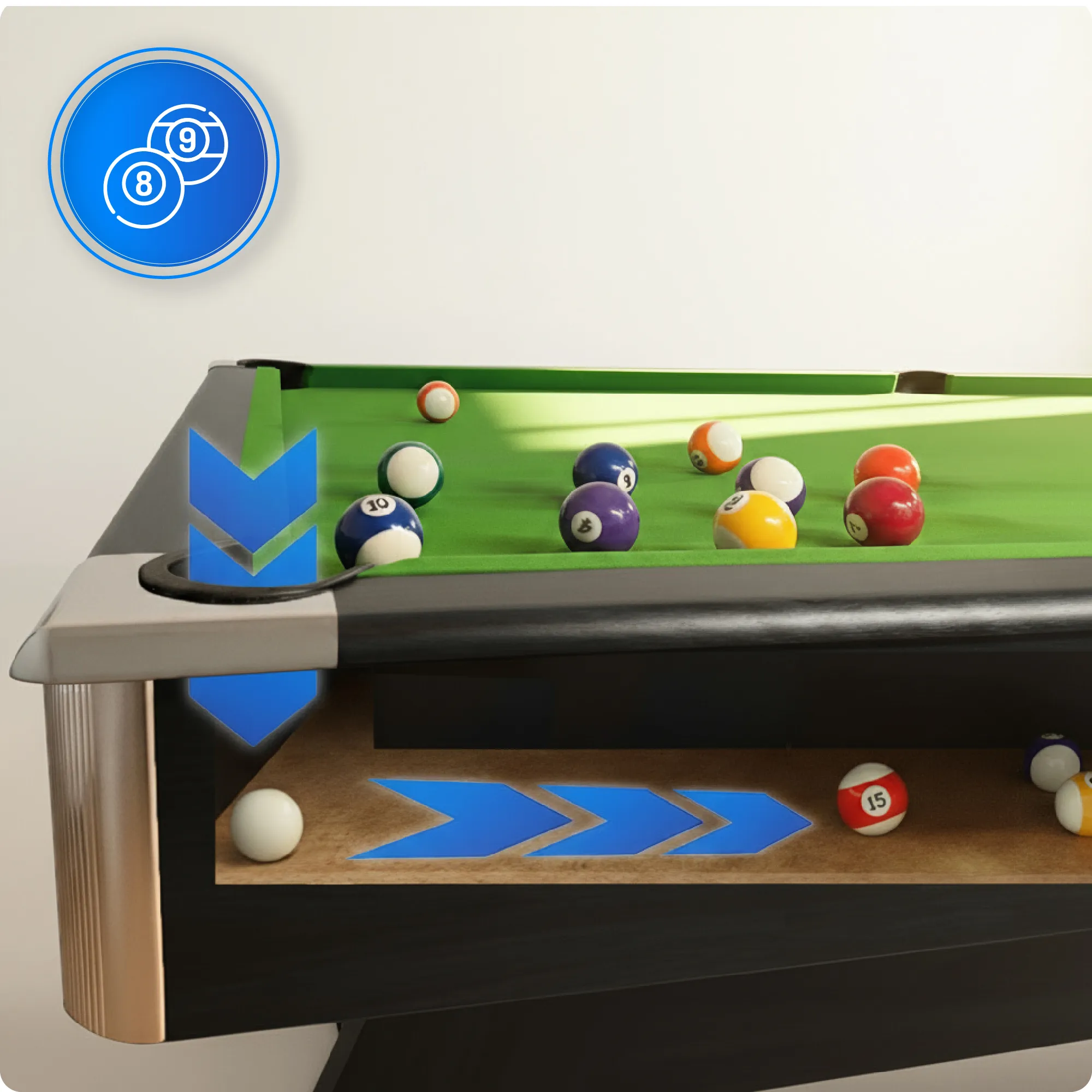 Juego de la mesa de billar BOLD-BLACK-8FT