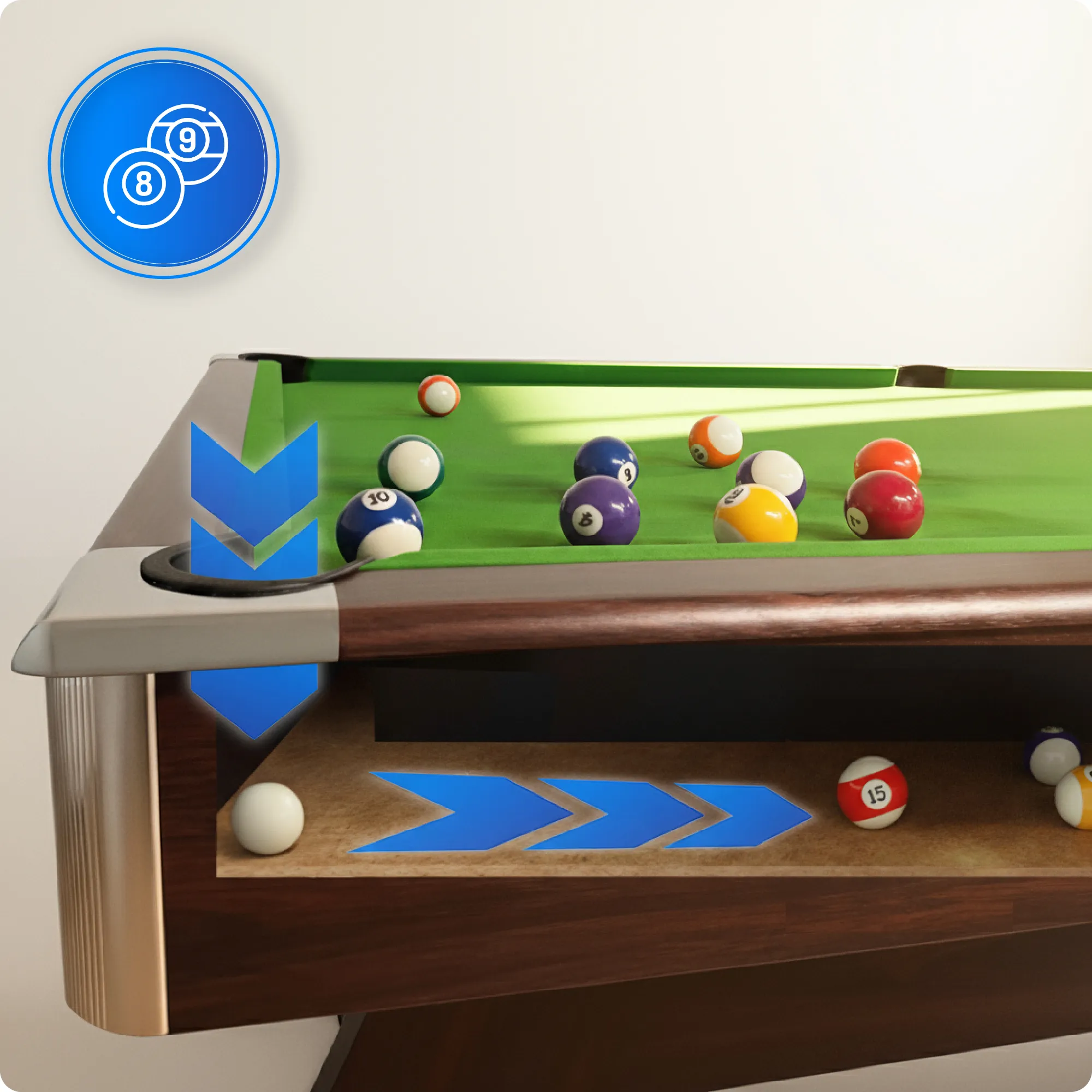 Conjunto de mesa de billar BOLD-BROWN-9FT