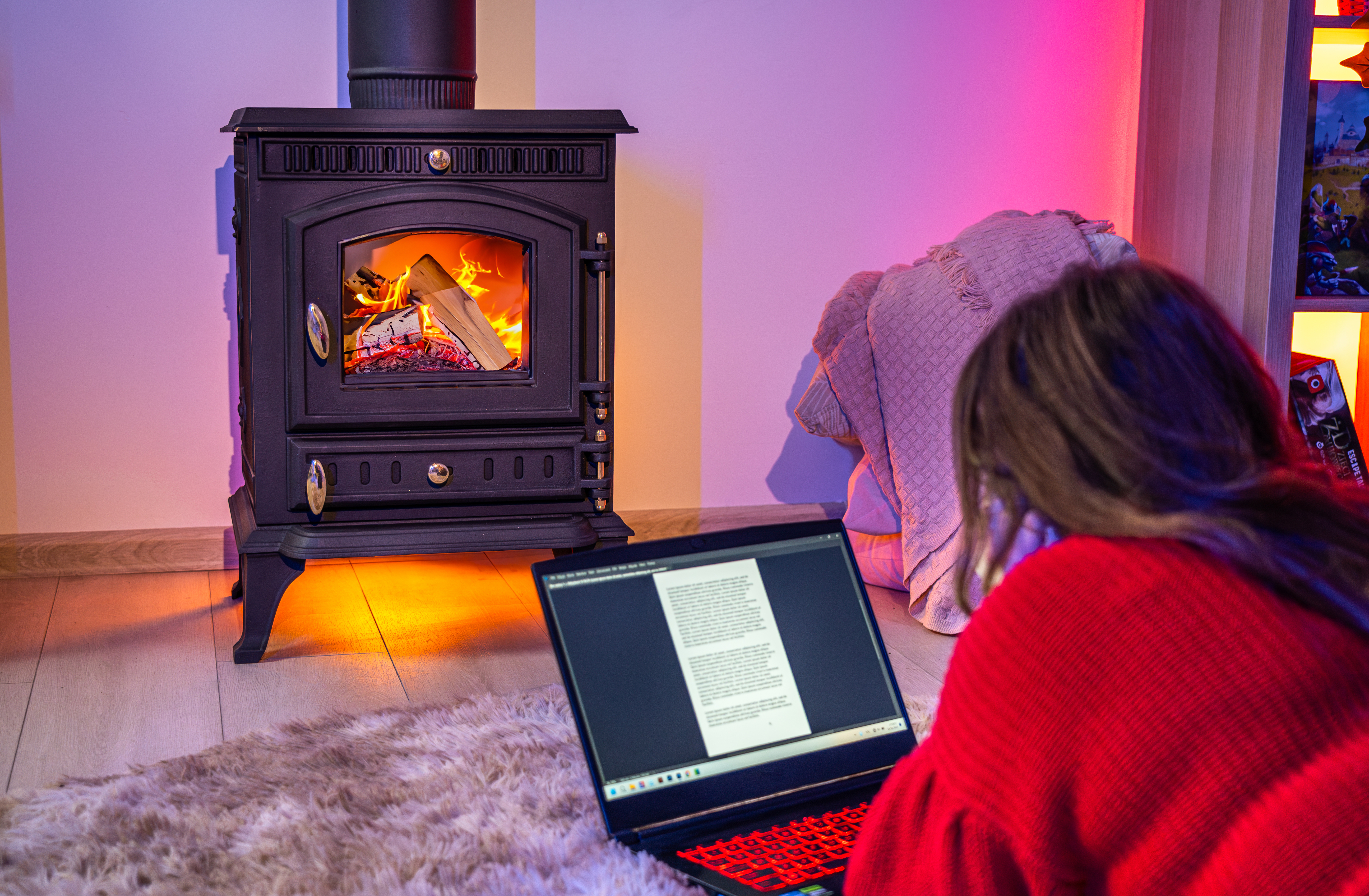 Estufa clásica de hierro fundido, estufa de leña independiente