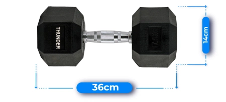 Mancuerna hexagonal 17,5 kg THUNDER