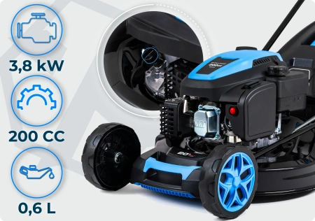 Cortacésped de gasolina Hexwelt HW-KS-200 51cm 3,8kW con autopropulsión