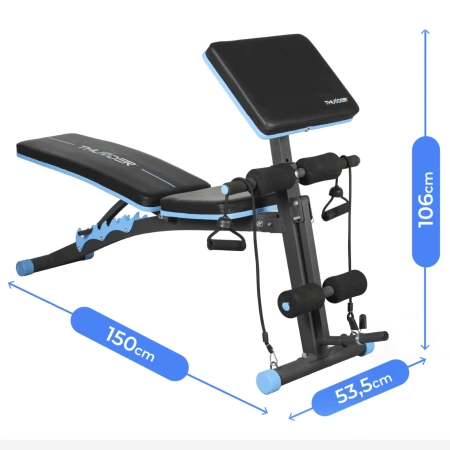 Banco de ejercicios con expansores y bloqueo de piernas THUNDER FORIA