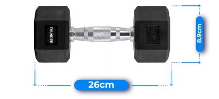 Mancuerna hexagonal 5 kg THUNDER