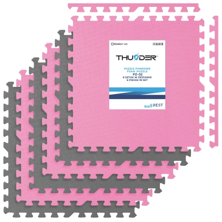 Puzzle de ejercicio rosa-gris 60x60cm THUNDER