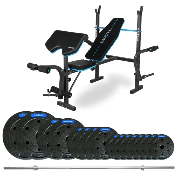Set de musculación 50 kg con barra de 180 cm y banco VIGOR-A de THUNDER (preventa) 17.12)