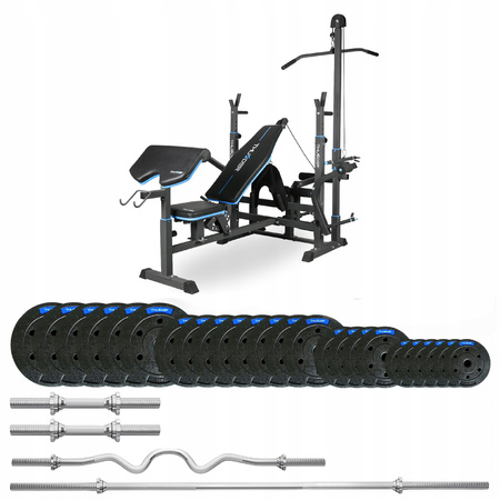 Conjunto de musculación 117,5 kg con banco VIGOR-C de THUNDER con cuello de rotura fuerte (preventa 17.12)