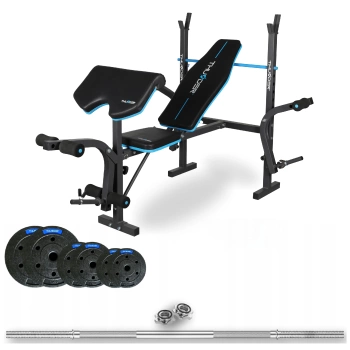 Set de musculación de 50 kg con barra de 220 cm y banco VIGOR-A marca THUNDER (preventa 17.12)