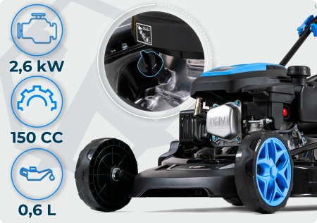 Cortacésped de gasolina Hexwelt HW-KS-150 46cm 2,6kW con autopropulsión