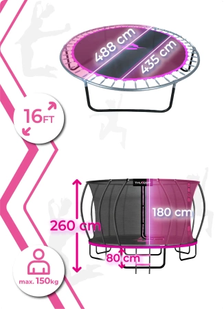 Cama elástica THUNDER INSIDE ULTRA 16FT (488 cm) PINK
