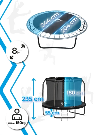 Trampolín THUNDER INSIDE ELITE 8FT (244 cm) NEGRO