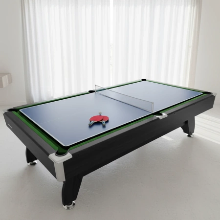 Mesa de billar THUNDER con tablero superpuesto para air hockey/ping pong 8FT - BOLD-BLACK