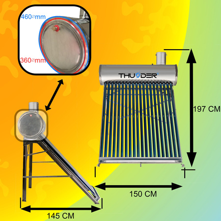 Colector solar no presurizado THUNDER con depósito de 200 L
